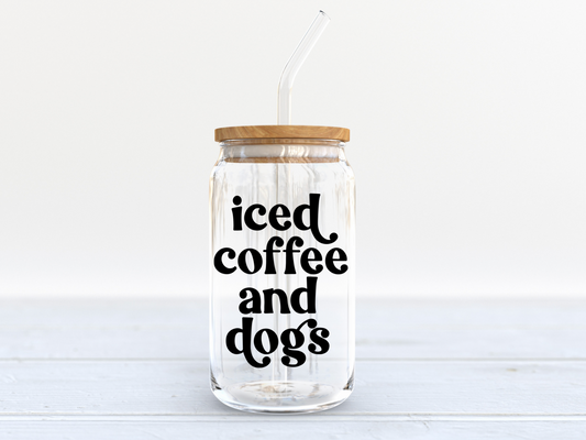 Iced Coffee and Dogs Glass Cup